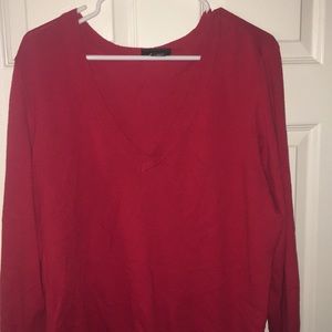 Red V-neck sweater